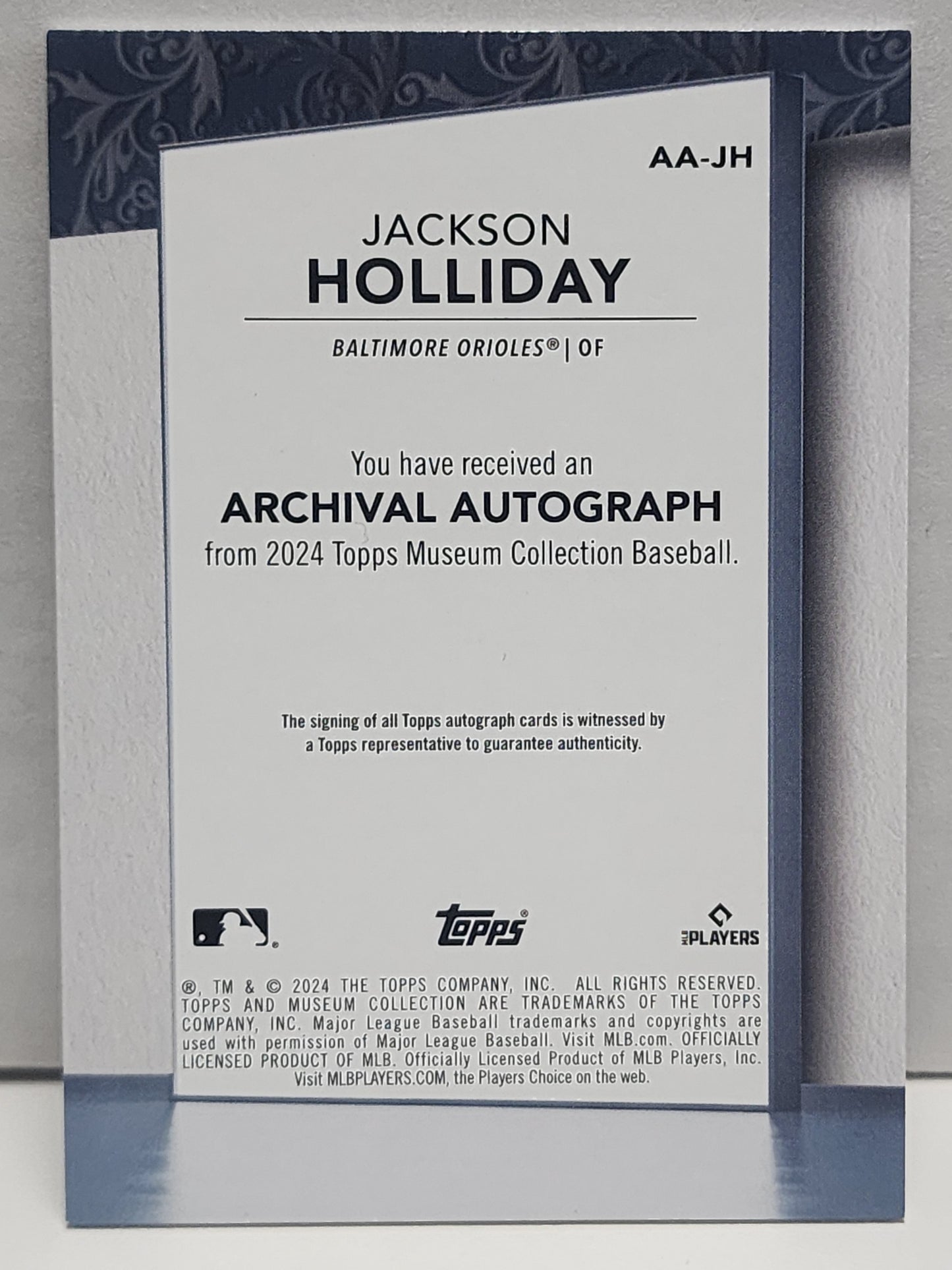 Jackson Holliday 2024 Topps Museum Collection Archival Rookie Auto #43/299