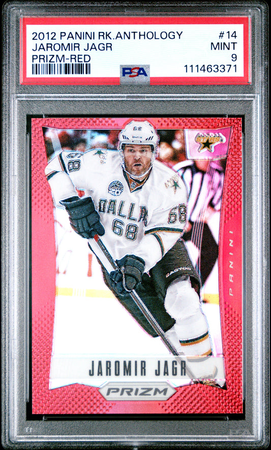 Jaromir Jagr 2012 Panini Rookie Anthology Red PRizm #31/50 PSA 9 Mint
