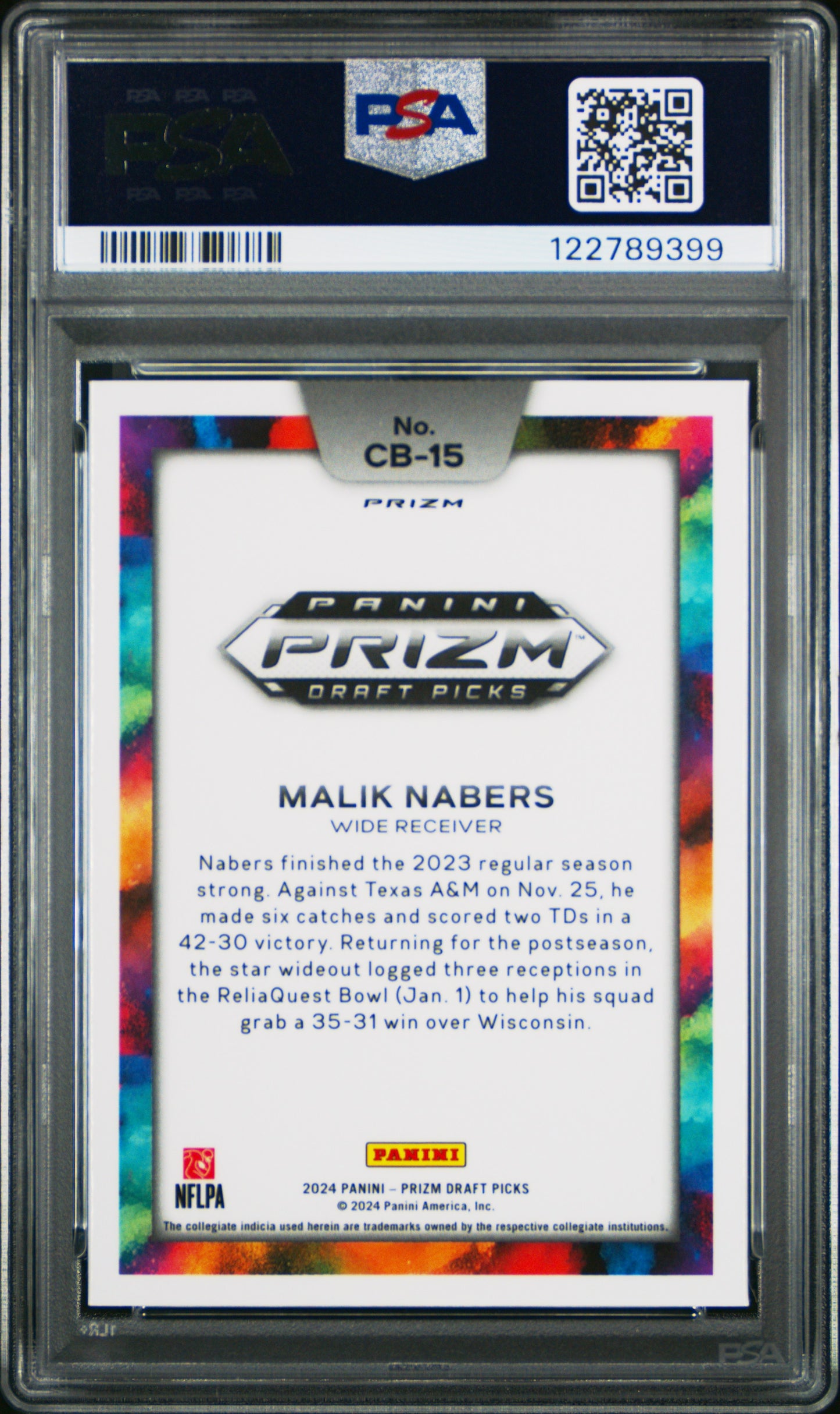 Malik Nabers 2024 Panini PRizm Draft Picks Black Color Blast PSA 10 Gem Mint