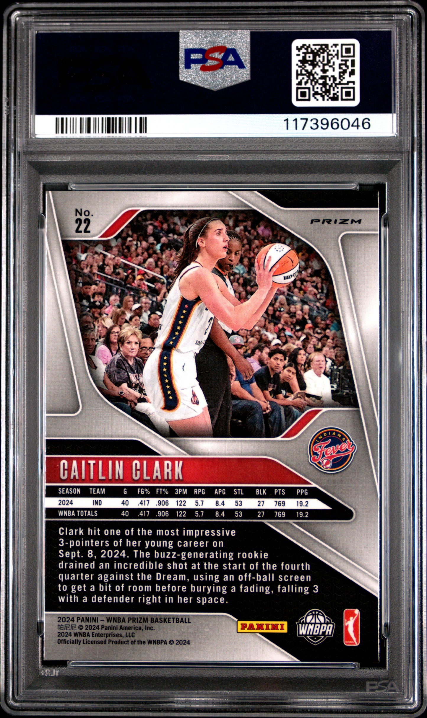 Caitlin Clark 2024 Panini Prizm WNBA #22 Orange Ice PSA 10 Gem Mint