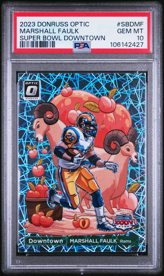 Marshall Faulk 2023 Donruss Optic Super Bowl Downtown PSA 10 Gem Mint 2427