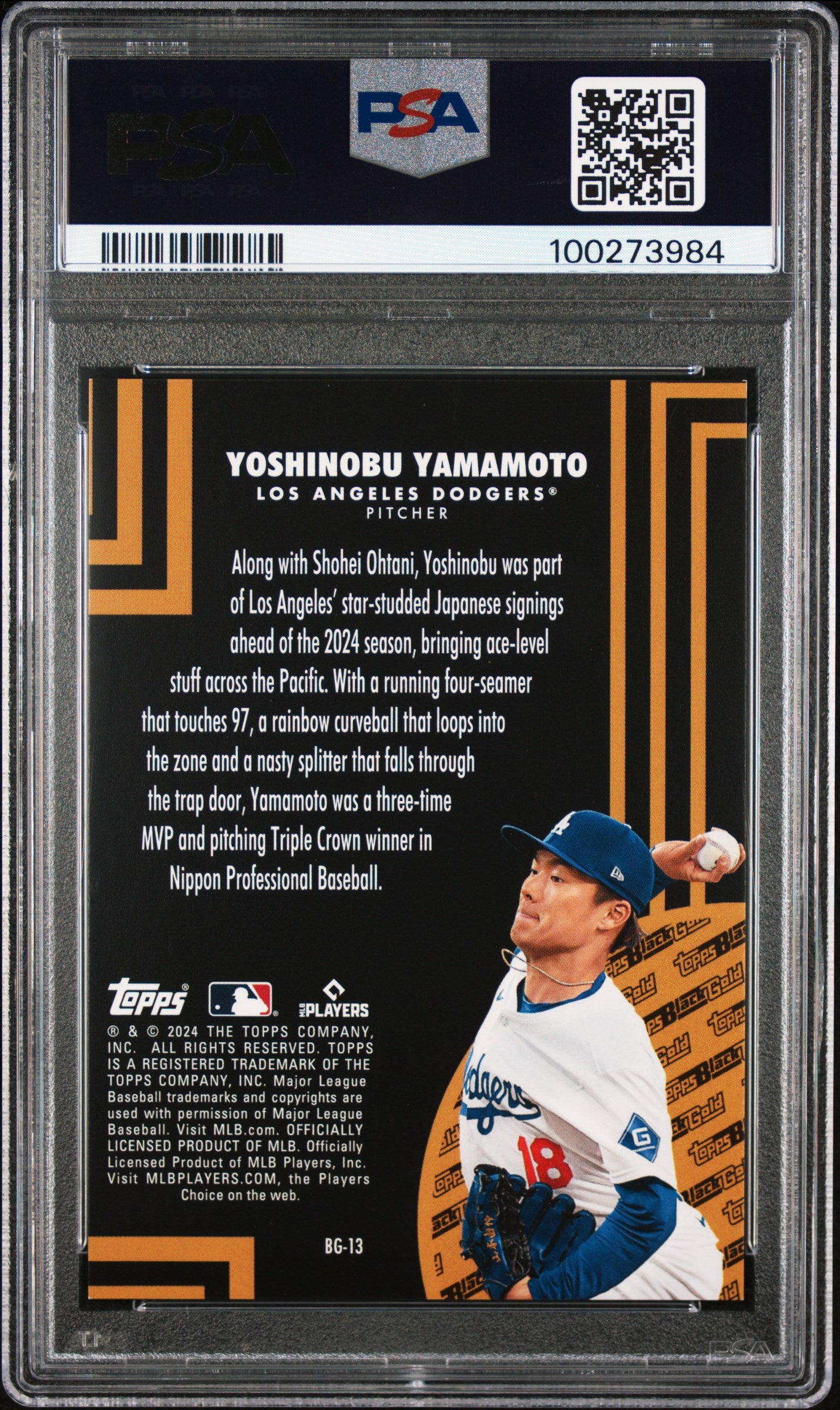 Yoshinobu Yamamoto 2024 Topps Update Black Gold Gold #44/75 PSA 9 Mint