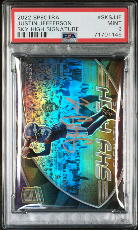 Justin Jefferson 2022 Panini Spectra Sky High Signatures #48/75 PSA 9 Mint