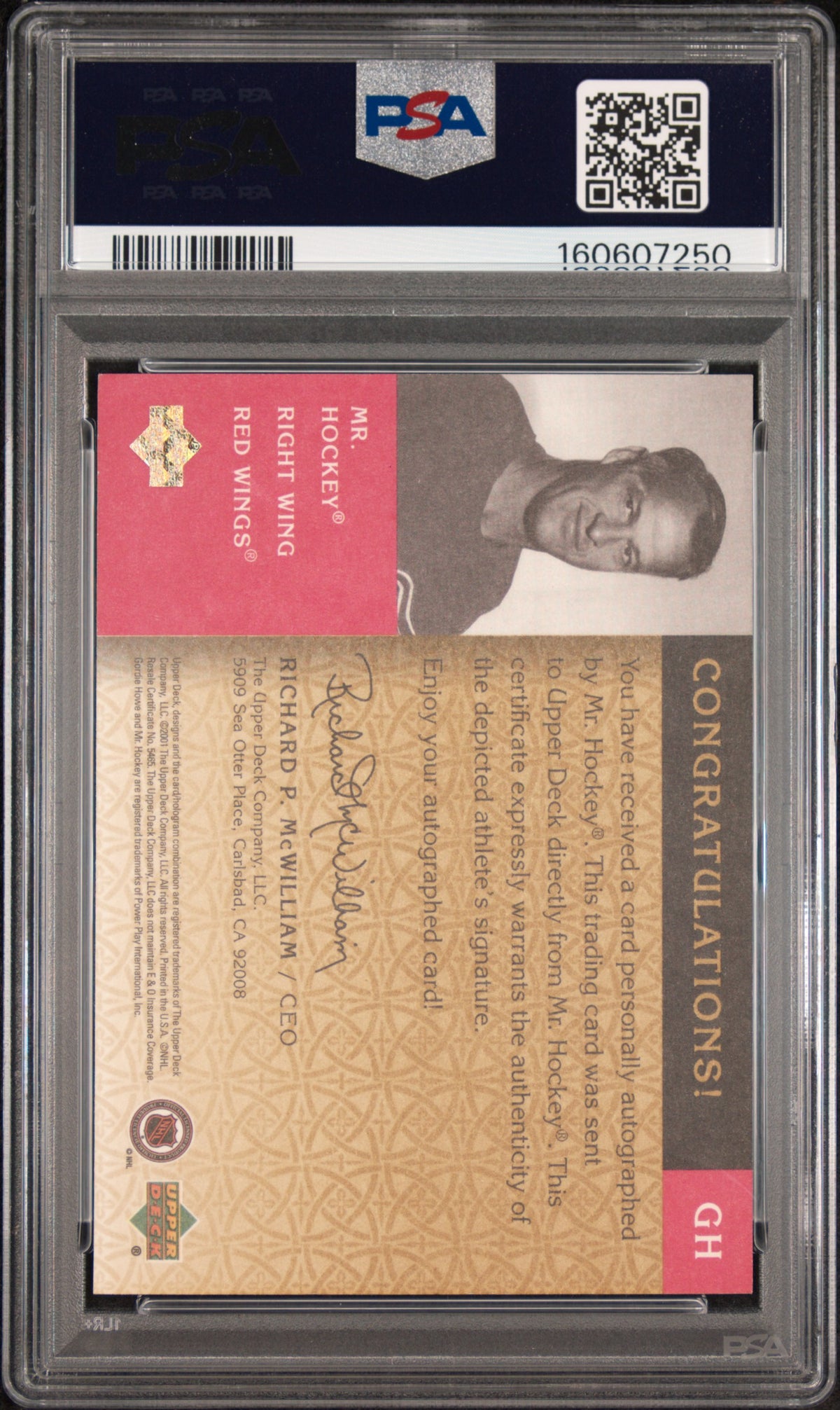 Gordie Howe 2001 Upper Deck Legends Epic Signatures PSA 7 Near Mint
