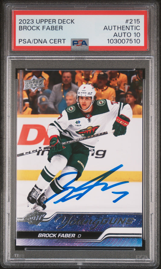 Brock Faber 2023 Upper Deck Rookie #215 Autograph PSA 10 Auto 7510