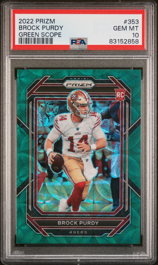 Brock Purdy 2022 Panini Prizm Rookie #353 Green Scope #68/75 PSA 10 Gem Mint