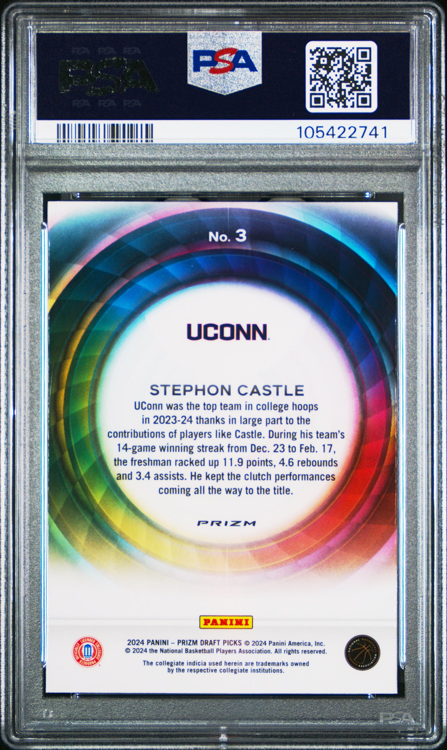 Stephon Castle 2024 Panini Prizm Draft Picks Color Wheel PSA 10 Gem Mint