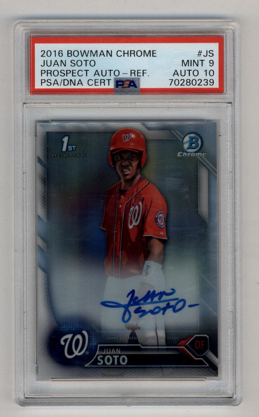 Juan Soto 2016 Bowman Chrome Refractor Auto 412/499 PSA 9 Mint 10 Auto