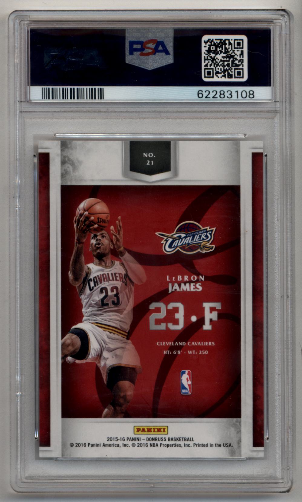 LeBron James 2015-16 Donruss Elite Extra Edition Production Line 21/39 PSA 10 Gem Mint