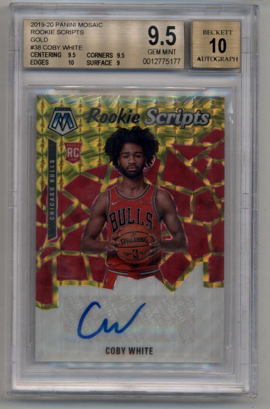 Coby White 2019-20 Mosaic Gold Auto #38 16/25 BGS 9.5 Gem Mint