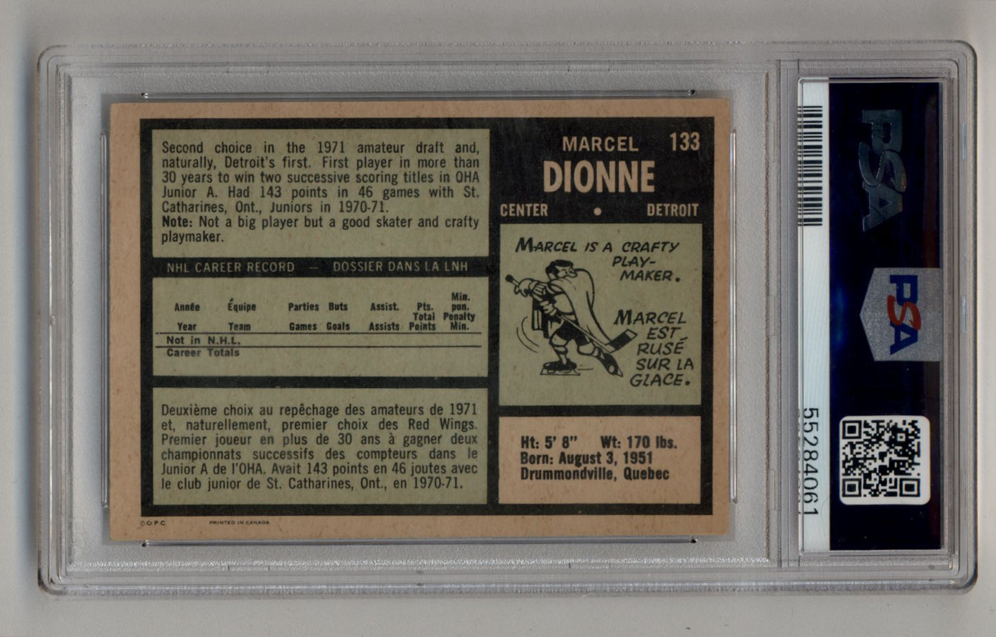 Marcel Dionne 1971-72 O-Pee-Chee #133 PSA 6 Excellent Mint