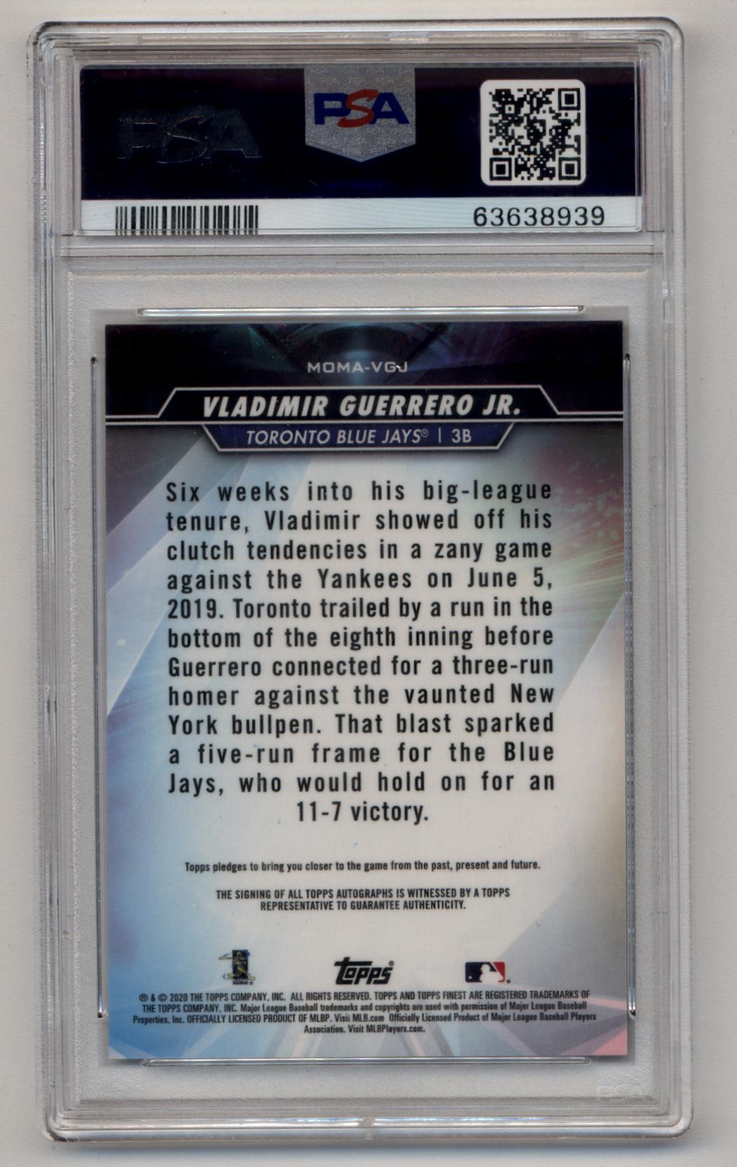 Vladimir Guerrero 2020 Finest Moments Auto PSA 10 Gem Mint Auto 10