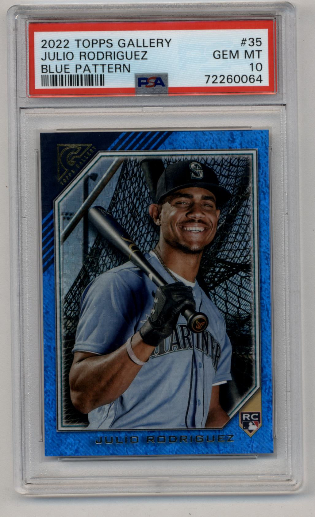 Julio Rodriguez 2022 Topps Gallery Blue Pattern 07/50 #35 PSA 10 Gem Mint