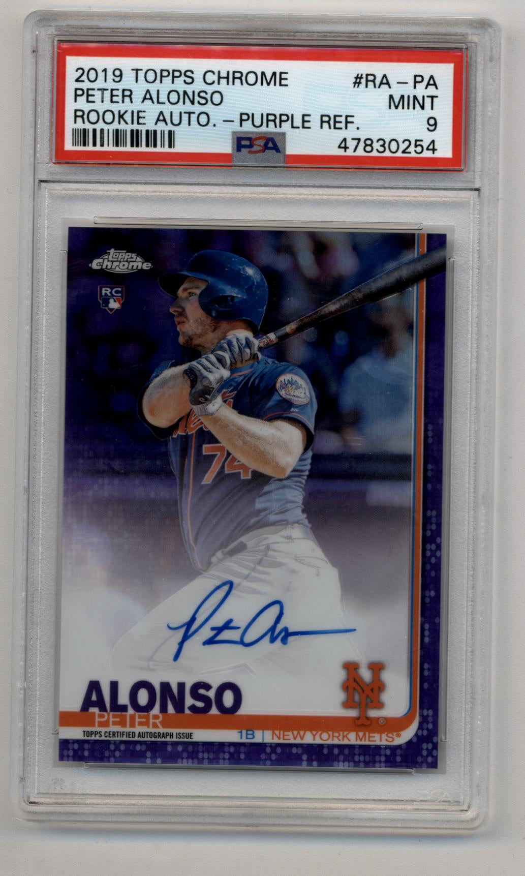 Peter Alonso 2019 Topps Chrome Rookie Auto Purple Refractor 200/250 PSA 9 Mint