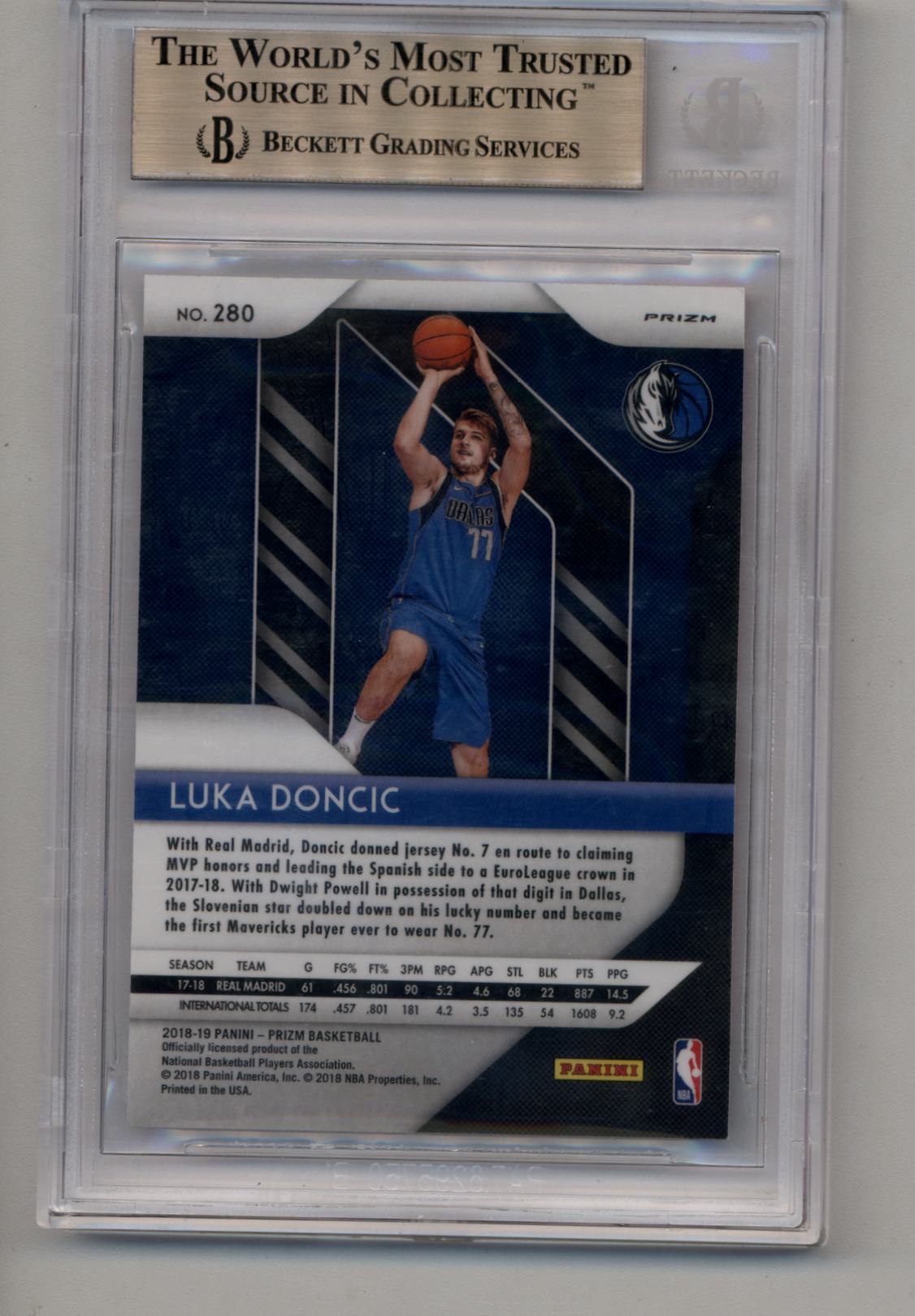 Luka Doncic 2018-19 Prizm Rookie #280 Pink Ice BGS 9.5 Gem Mint