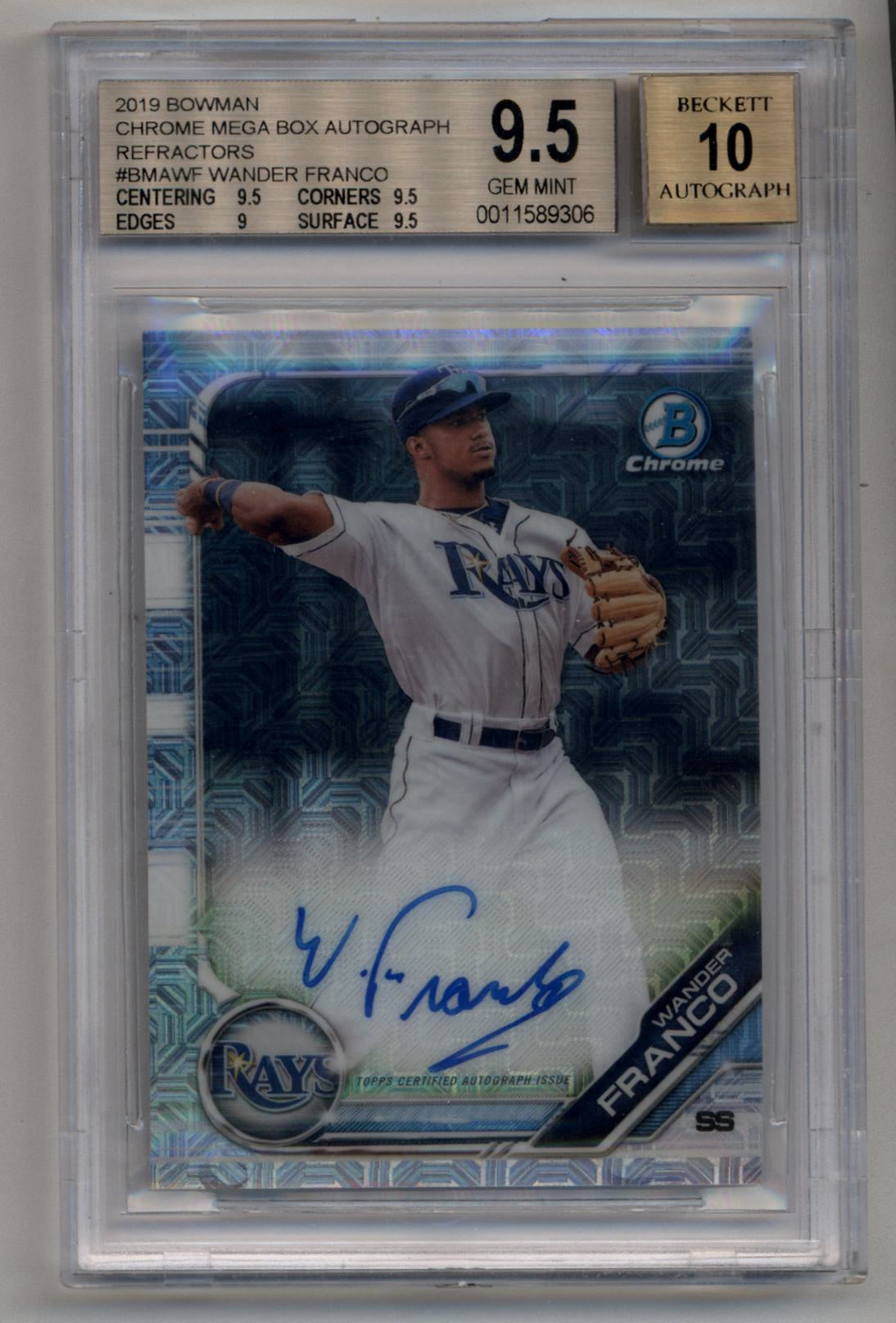 Wander Franco 2019 Bowman Chrome Mega Box Auto BGS 9.5 Gem Mint