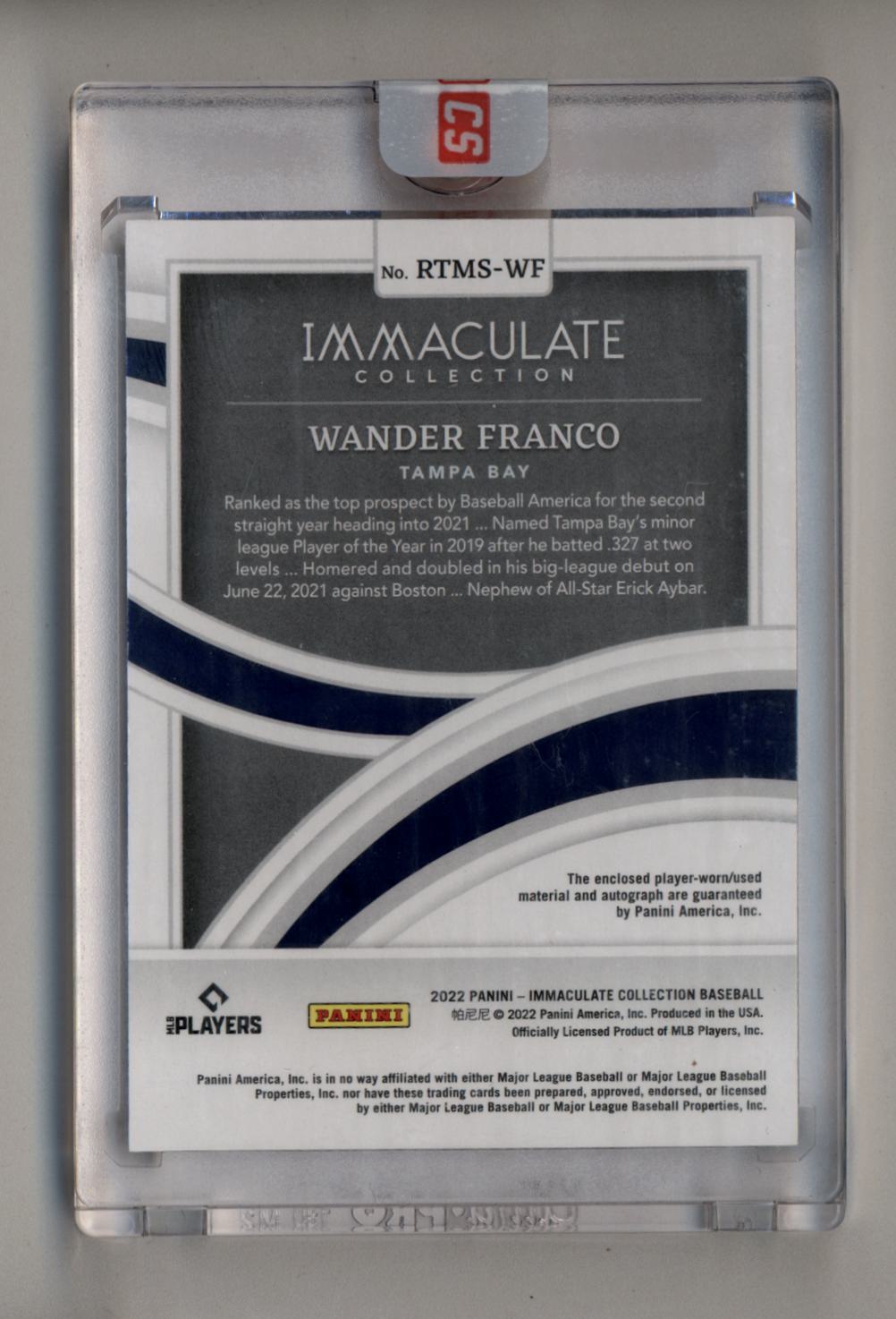 Wander Franco 2022 Immaculate Collection Rookie Triple Memorabilia Signatures Platinum 1/1
