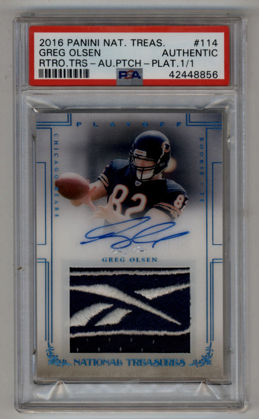 Greg Olsen 2016 National Treasures Platinum Patch Auto 1/1