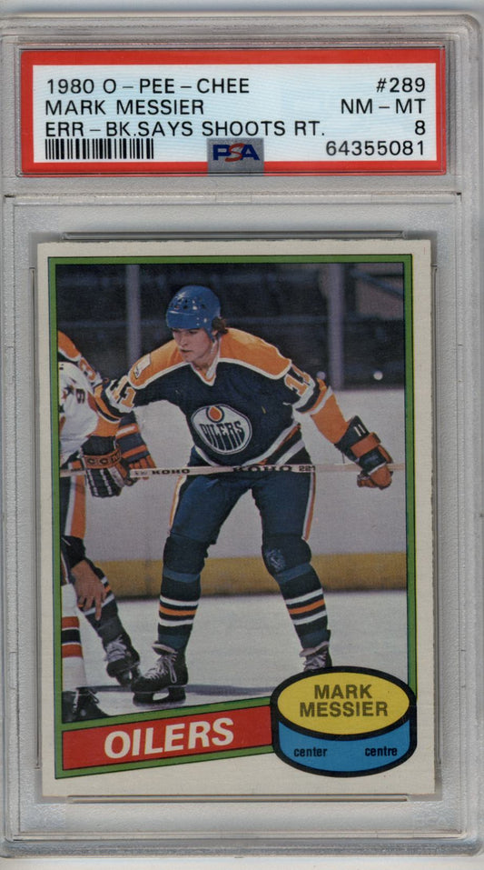Mark Messier 1980-81 O-Pee-Chee Error PSA 8 Near Mint-Mint