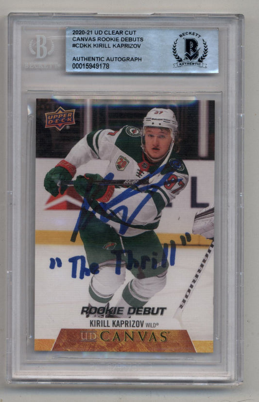 Kirill Kaprizov 2020-21 UD Clear Cut Canvas Kirill Kaprizov BGS Authentication 9178