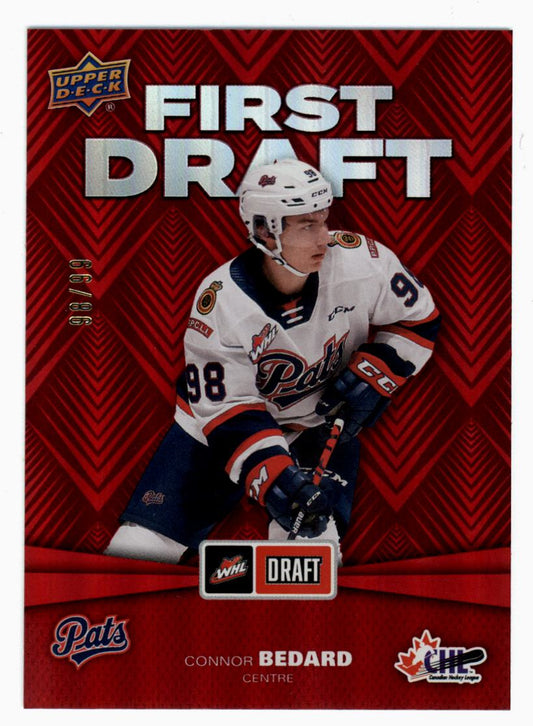 Connor Bedard 2021-22 Upper Deck CHL First Draft Red 98/99 Jersey Number