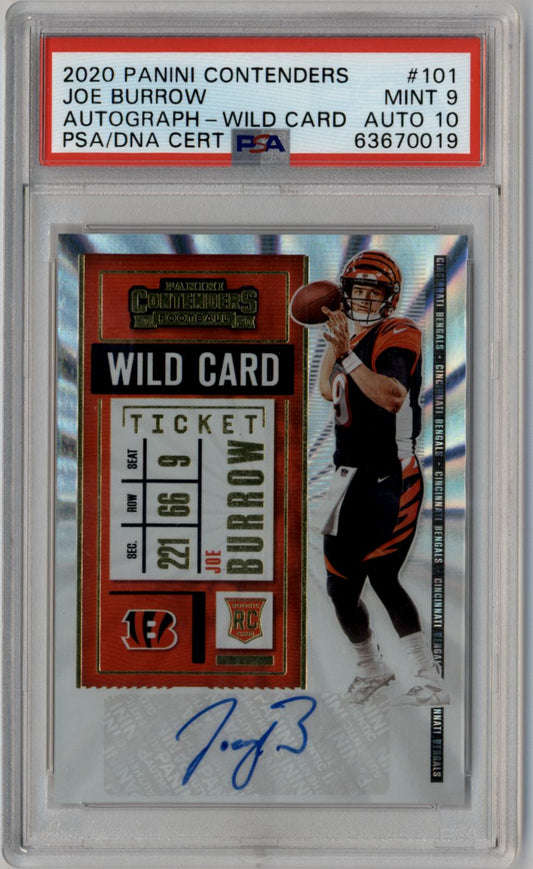 Joe Burrow 2020 Contenders Wild Card Auto #101 PSA 9 Mint Auto 10