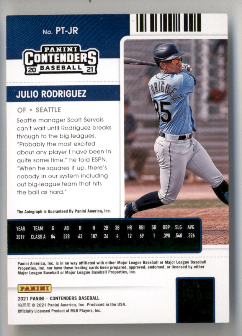 Julio Rodriguez 2021 Panini Contenders Prospect Ticket Auto Cracked Ice 02/23