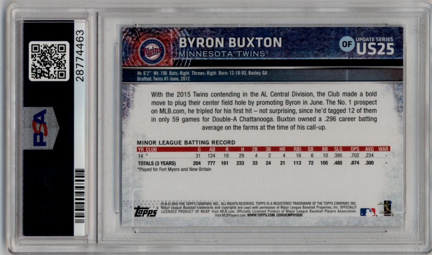Byron Buxton 2015 Topps Update Rainbow Foil #US25 PSA 10 Gem Mint