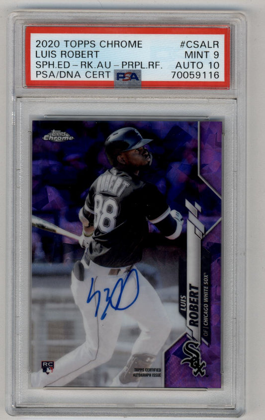 Luis Robert 2020 Topps Chrome Sapphire Auto Purple Refractors #CSALR 05/10 PSA 9 Auto 10