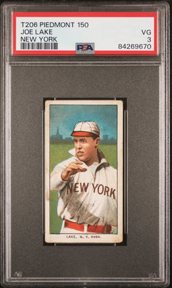 Joe Lake 1909-11 T206 Piedmont 150 New York PSA 3 Very Good