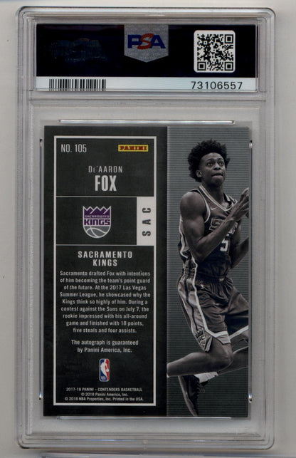 De'Aaron Fox Vertical Auto #105 073/150 PSA 8 Near Mint-Mint