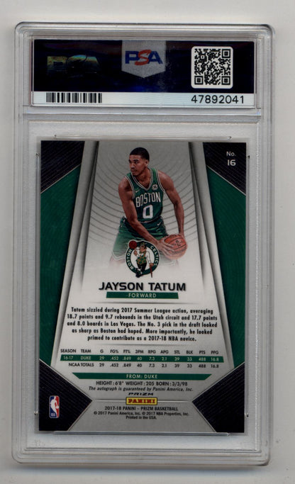 Jayson Tatum 2017 Prizm Auto #16 PSA 10 Gem Mint