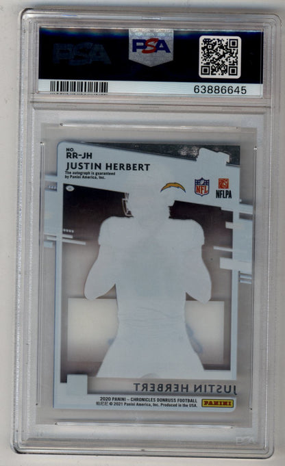 Justin Herbert 2020 Chronicles Donruss Clearly Rated Rookie Auto PSA 8 Near Mint-Mint