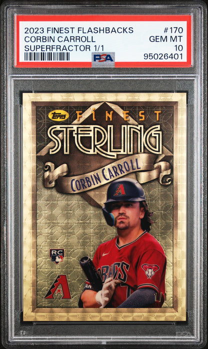 Corbin Carroll 2023 Topps Finest Flashbacks Superfractor RC #1/1 PSA 10 Gem Mint