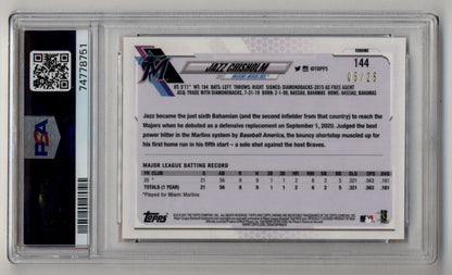 Jazz Chisholm 2021 Topps Chrome #144 Orange Refractor 05/25 PSA 10 Gem Mint