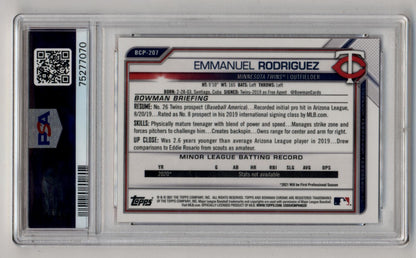 Emmanuel Rodriguez 2021 Bowman Chrome Mega Box Red Refractor 3/5 PSA 10 Gem Mint