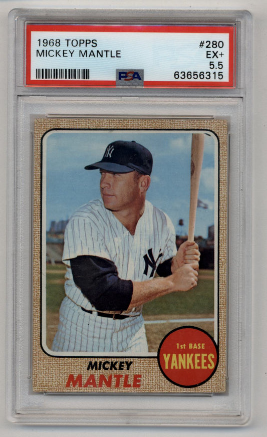 Mickey Mantle 1968 Topps #280 PSA 5.5 Excellent+ 6315