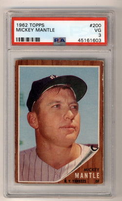 Mickey Mantle 1962 Topps #200 PSA 3 Very Good