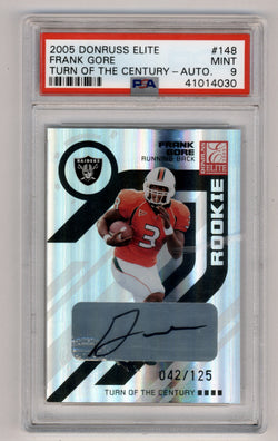 Frank Gore 2005 Donruss Elite Turn of the Century Auto #42.125 PSA 9 Mint