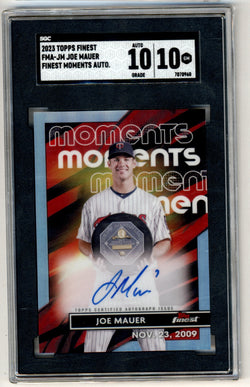 Joe Mauer 2023 Topps Finest Moments Auto SGC 10 Auto 10