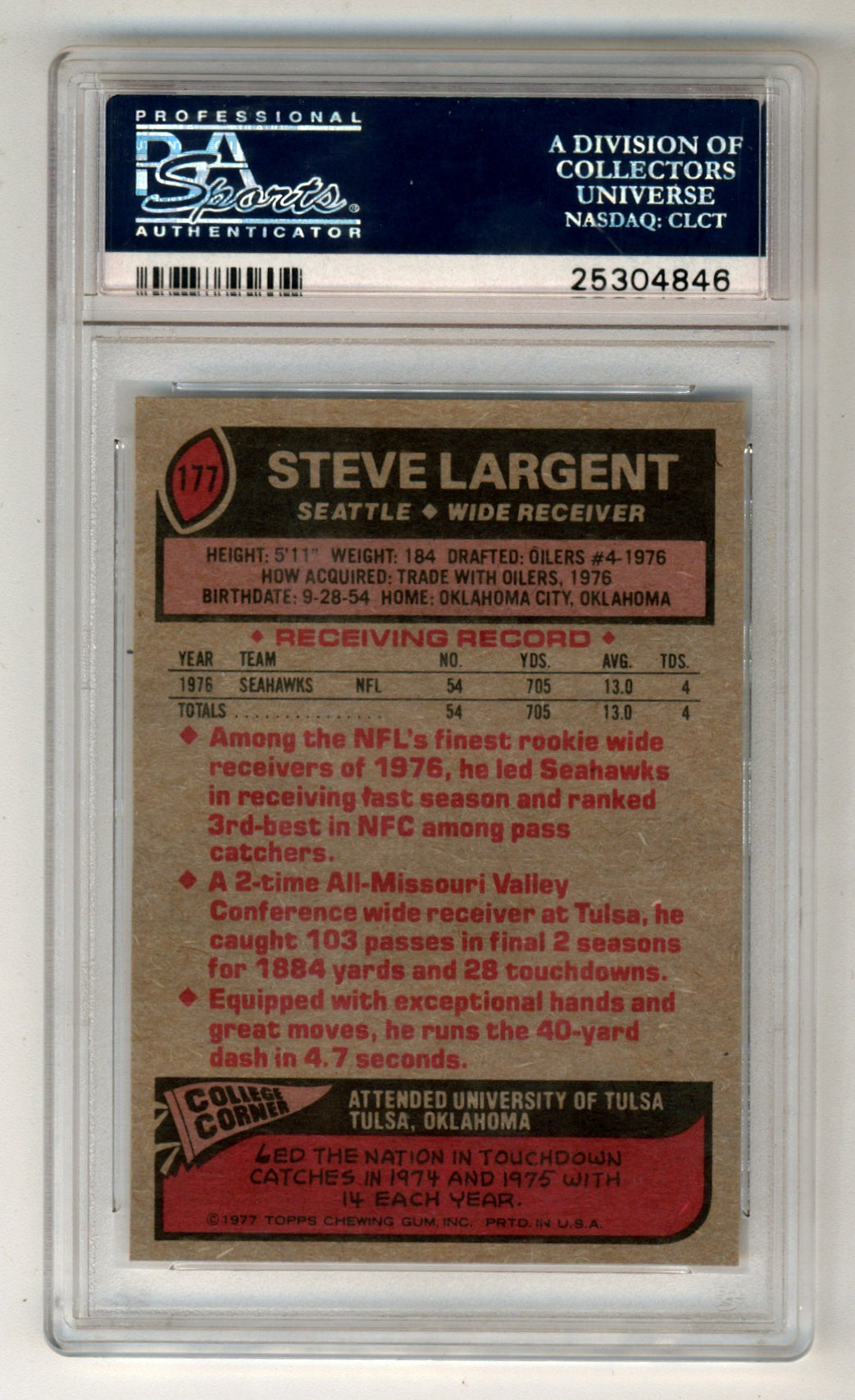 Steve Largent 1977 Topps #177 PSA 8 NM-Mint