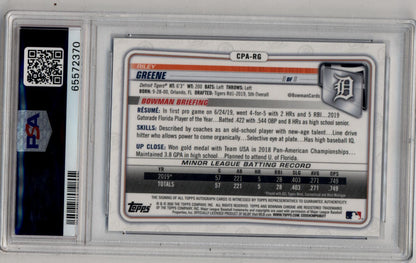 Riley Greene 2020 Bowman Chrome Blue Refractor Auto 099/150 PSA 10 Gem Mint