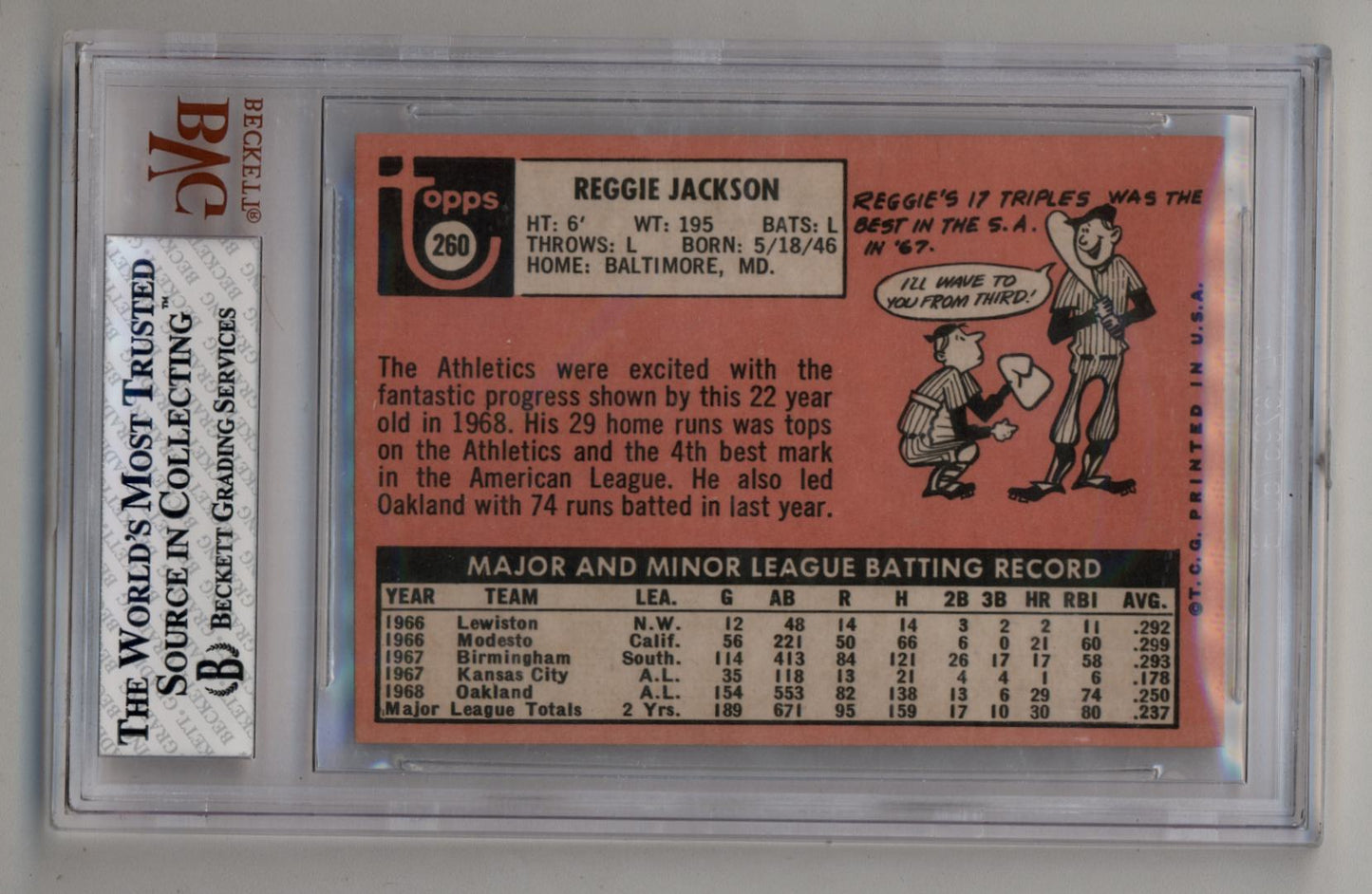 Reggie Jackson 1969 Topps #260 BVG 8 Near Mint-Mint 9266