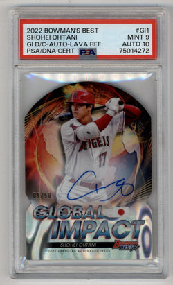 Shohei Ohtani 2022 Bowman's Best Global Impact Lava Refractor Auto 09/50 PSA 9 Auto 10