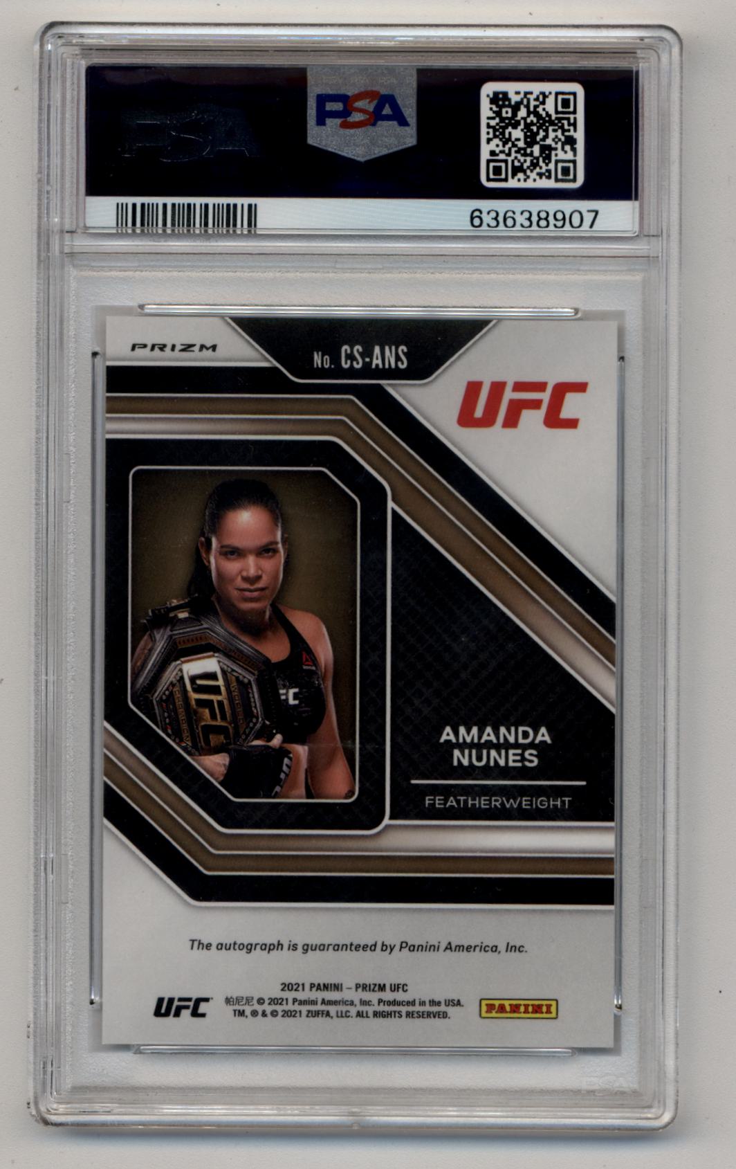 Amanda Nunes 2021 Prizm UFC Champions Auto Silver PSA 10 Gem Mint Auto 10