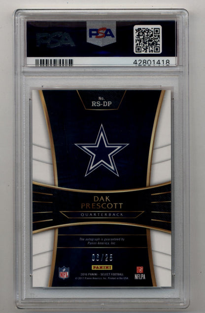 Dak Prescott 2016 Select Rookie Auto Tie Dye Prizm 06/25 PSA 10 Gem Mint