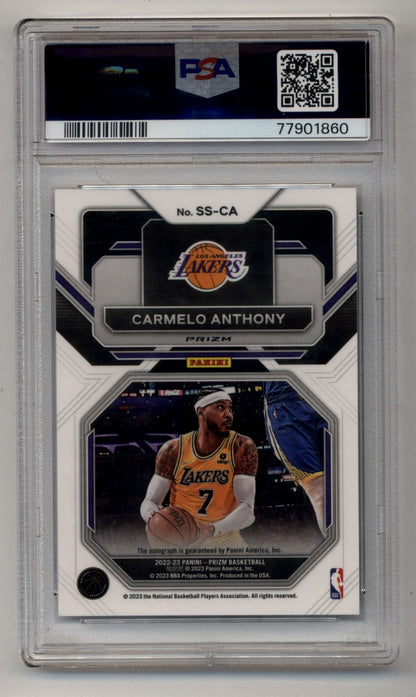 Carmelo Anthony 2022-23 Prizm Sensational Signature Silver Auto PSA 10 Gem Mint