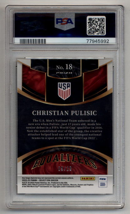 Christian Pulisic 2022-23 Select FIFA Equalizers Gold 09/10 PSA 10 Gem Mint