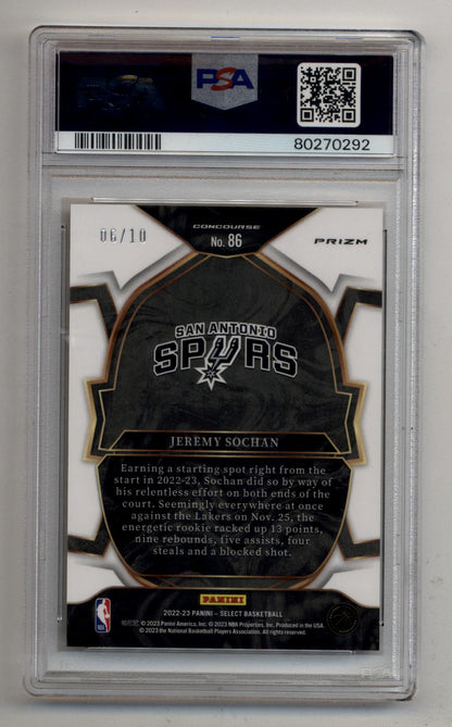 Jeremy Sochan 2022-23 Select Gold Cracked Ice 06/10 PSA 10 Gem Mint