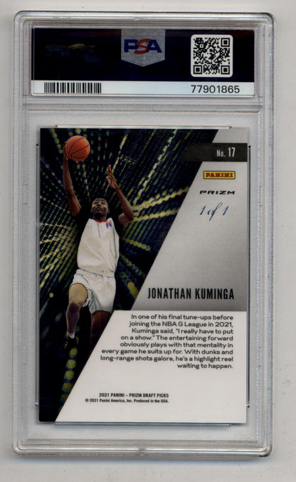Jonathan Kuminga 2021-22 Prizm Draft Picks Instant Impact Black 1/1 PSA 9 Mint